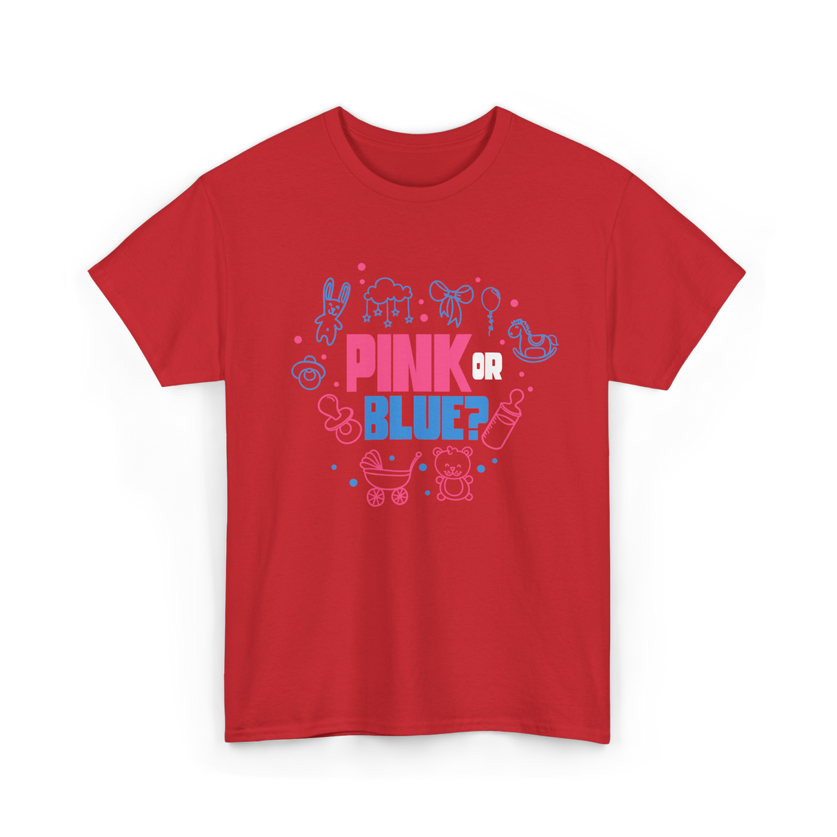 Pink or Blue Gender Reveal Party T-Shirt - Red