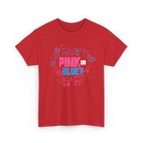 Pink or Blue Gender Reveal Party T-Shirt - Red