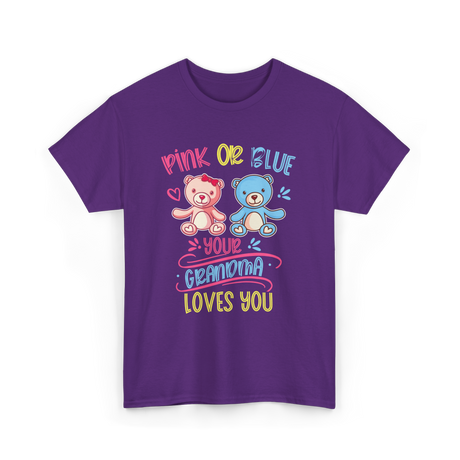 Pink Or Blue Grandma Loves You T-Shirt - Purple