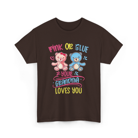 Pink Or Blue Grandma Loves You T-Shirt - Dark Chocolate