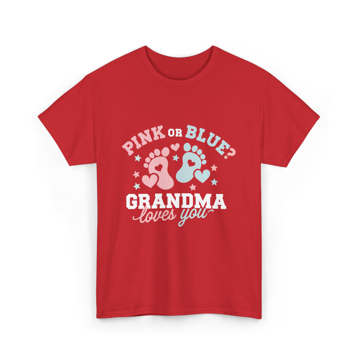 Pink or Blue Grandma Reveal T-Shirt - Red