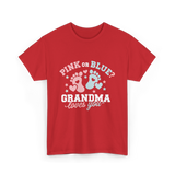 Pink or Blue Grandma Reveal T-Shirt - Red