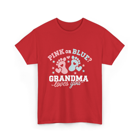 Pink or Blue Grandma Reveal T-Shirt - Red