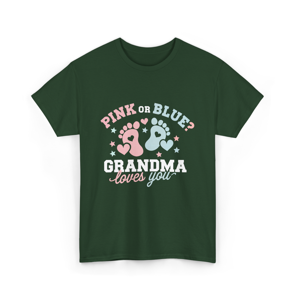 Pink or Blue Grandma Reveal T-Shirt - Forest Green