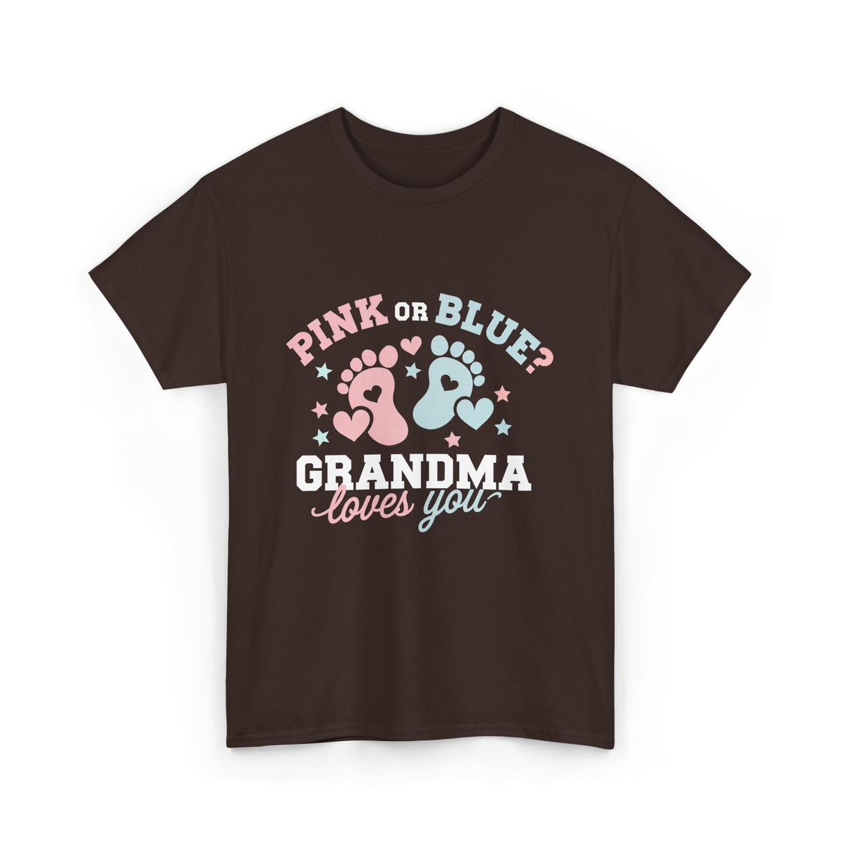 Pink or Blue Grandma Reveal T-Shirt - Dark Chocolate