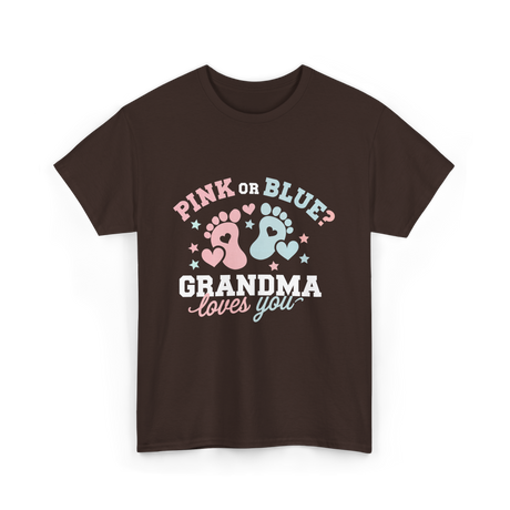 Pink or Blue Grandma Reveal T-Shirt - Dark Chocolate