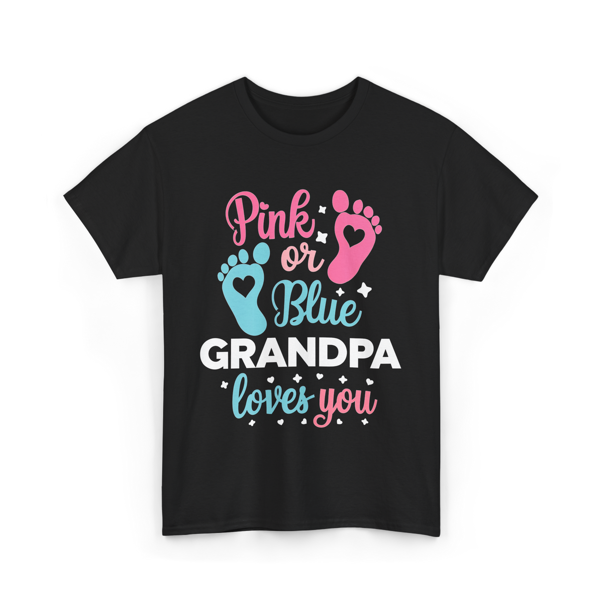 Pink or Blue Grandpa Love T-Shirt - Black