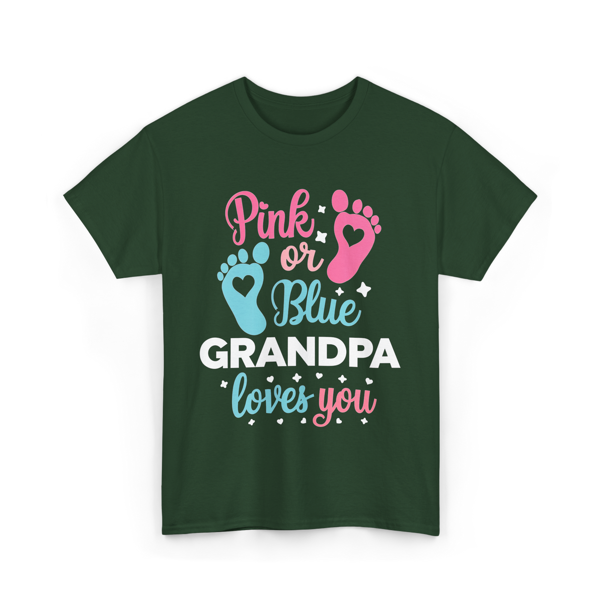 Pink or Blue Grandpa Love T-Shirt - Forest Green