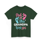 Pink or Blue Grandpa Love T-Shirt - Forest Green