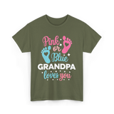 Pink or Blue Grandpa Love T-Shirt - Military Green