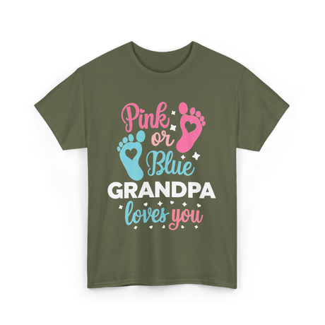 Pink or Blue Grandpa Love T-Shirt - Military Green