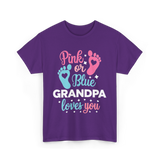 Pink or Blue Grandpa Love T-Shirt - Purple