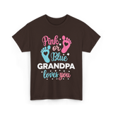 Pink or Blue Grandpa Love T-Shirt - Dark Chocolate