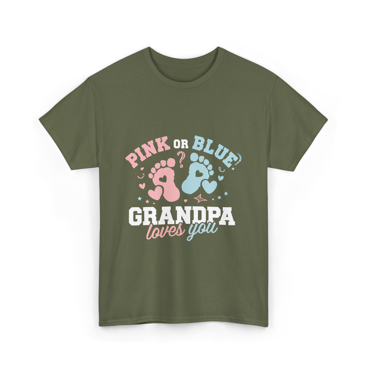 Pink or Blue Grandpa Love T-Shirt - Military Green