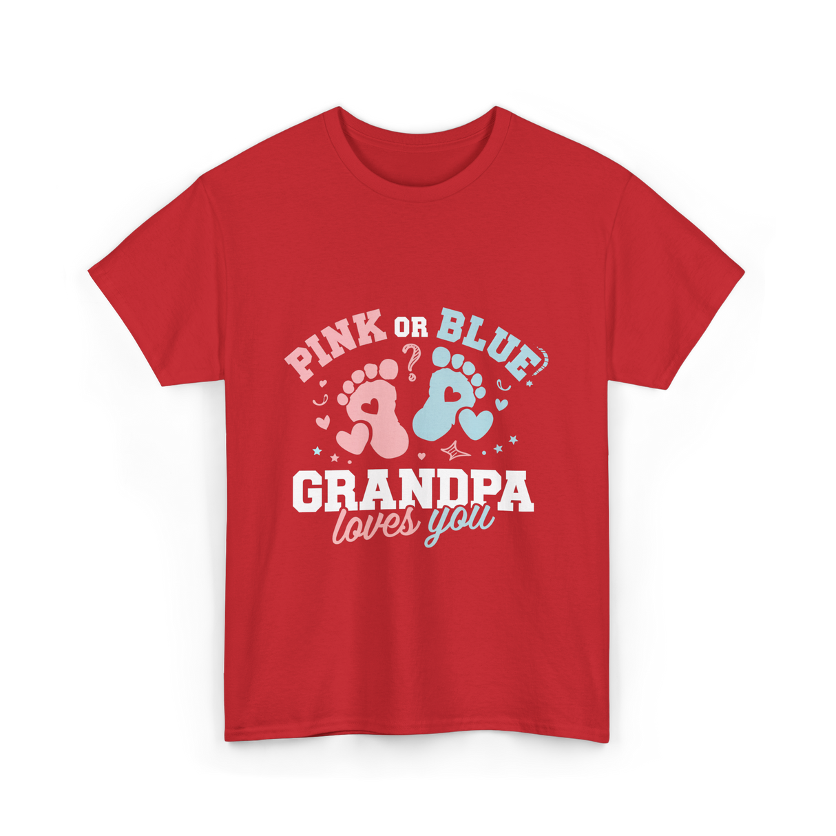 Pink or Blue Grandpa Love T-Shirt - Red