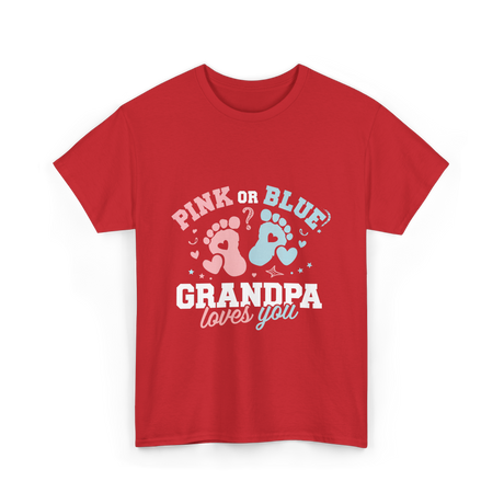 Pink or Blue Grandpa Love T-Shirt - Red