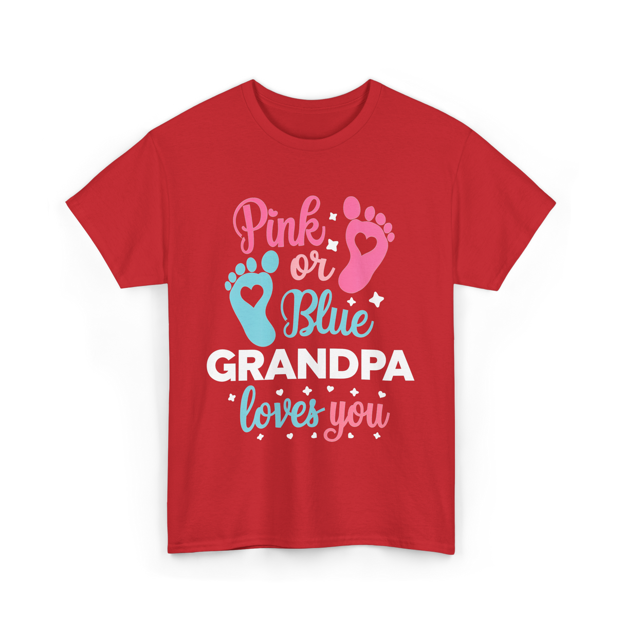 Pink or Blue Grandpa Love T-Shirt - Red