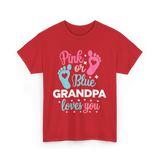 Pink or Blue Grandpa Love T-Shirt - Red