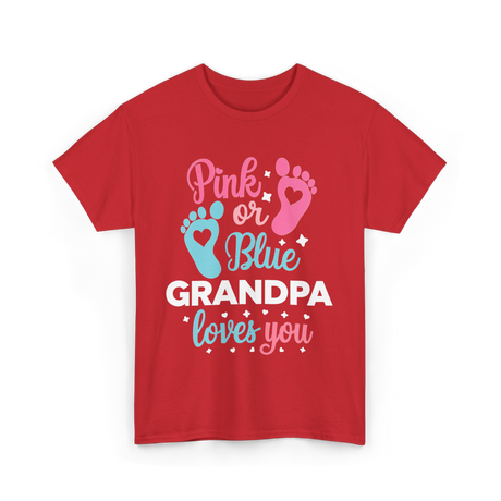 Pink or Blue Grandpa Love T-Shirt - Red