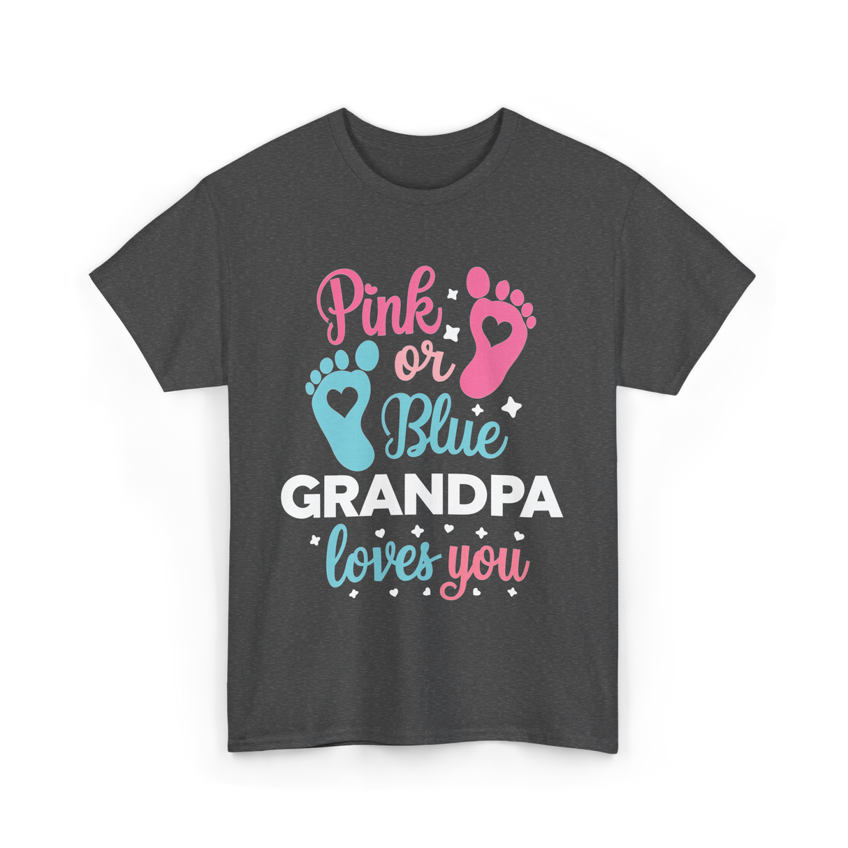 Pink or Blue Grandpa Love T-Shirt - Dark Heather