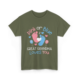 Pink or Blue Great Grandma T-Shirt - Military Green