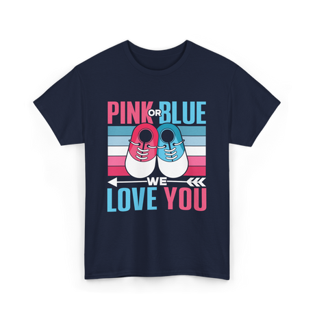 Pink or Blue Love You Gender Reveal T-Shirt - Navy