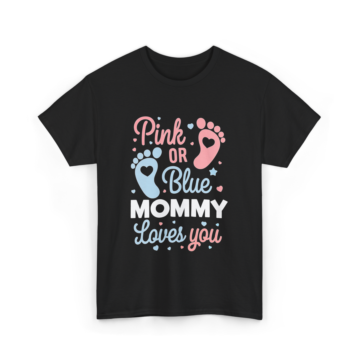 Pink or Blue Mommy Gender Reveal T-Shirt - Black