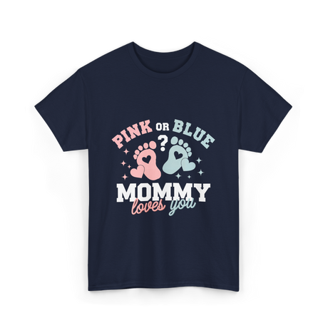 Pink or Blue Mommy Love T-Shirt - Navy