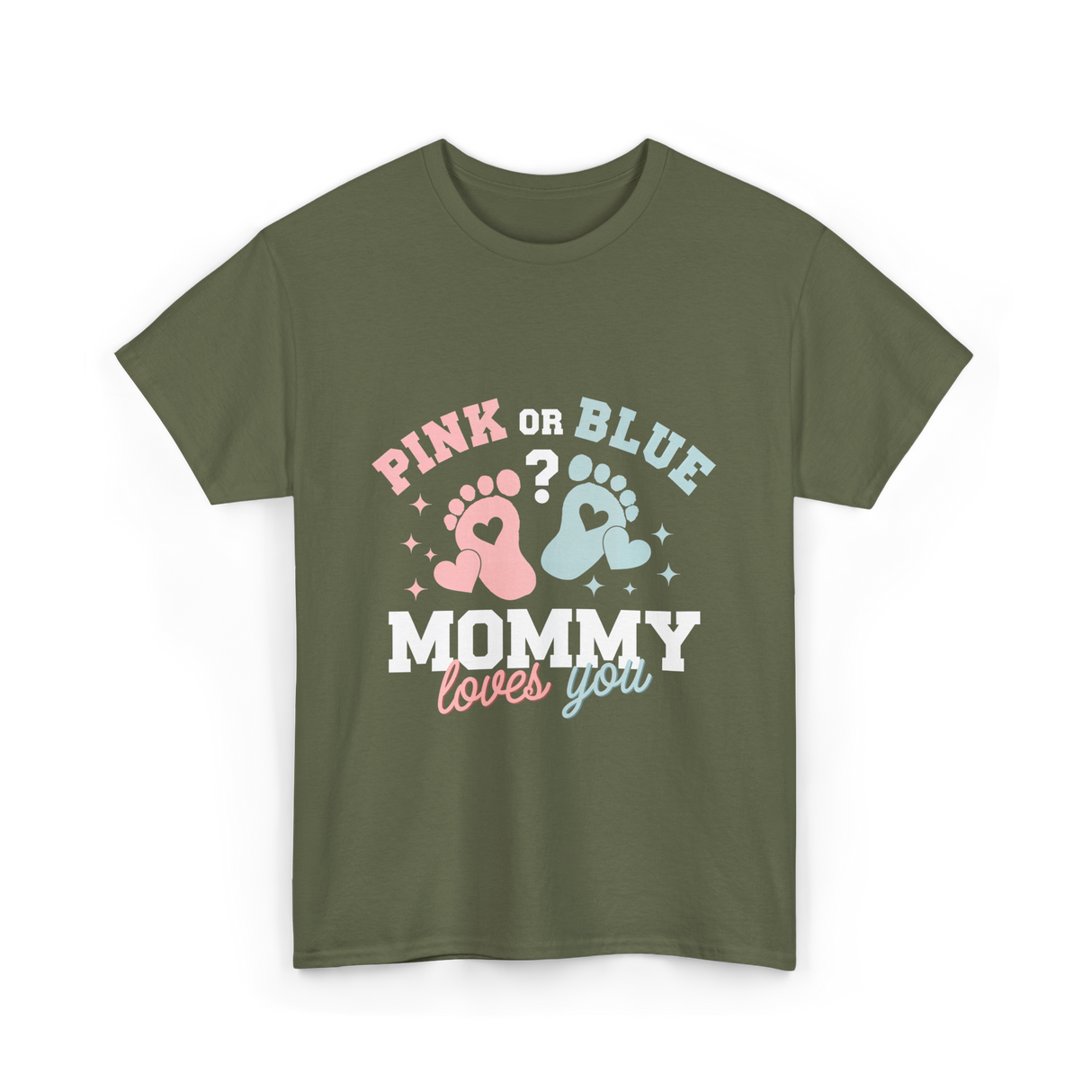 Pink or Blue Mommy Love T-Shirt - Military Green