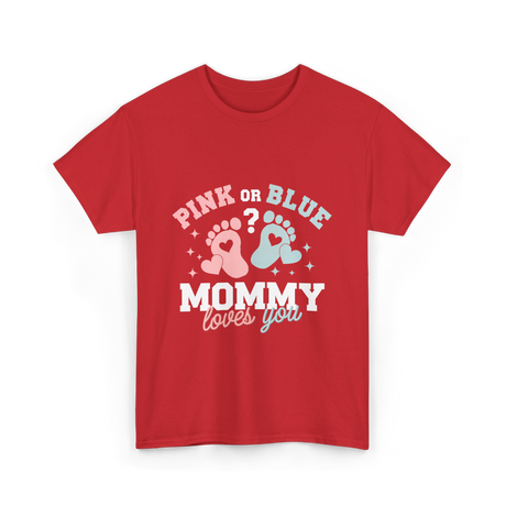 Pink or Blue Mommy Love T-Shirt - Red