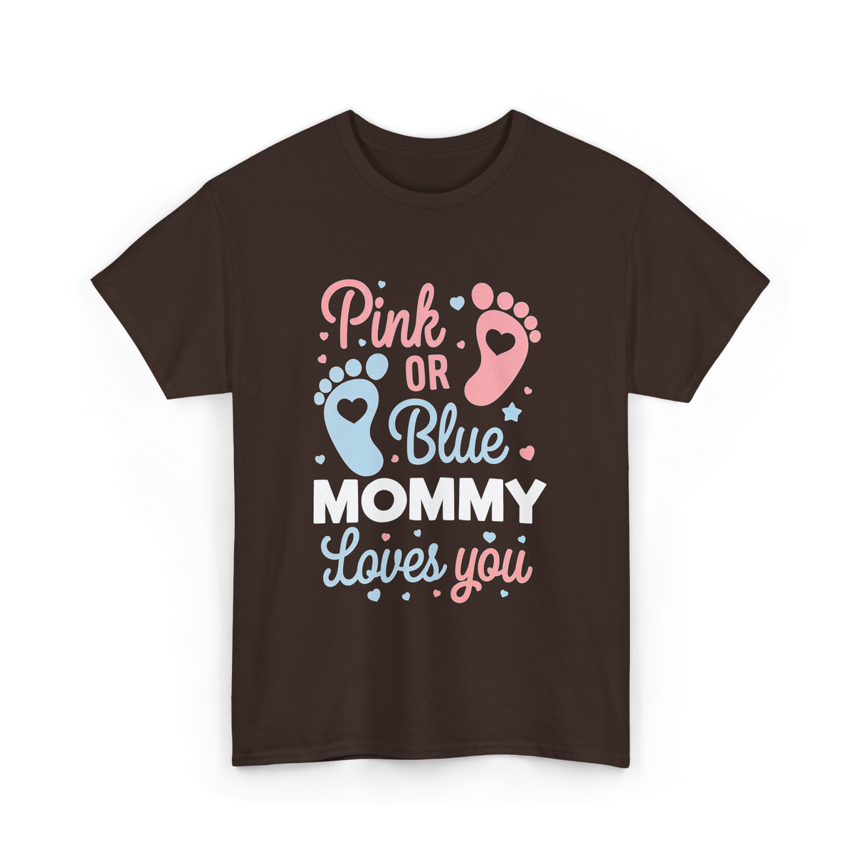 Pink or Blue Mommy Gender Reveal T-Shirt - Dark Chocolate