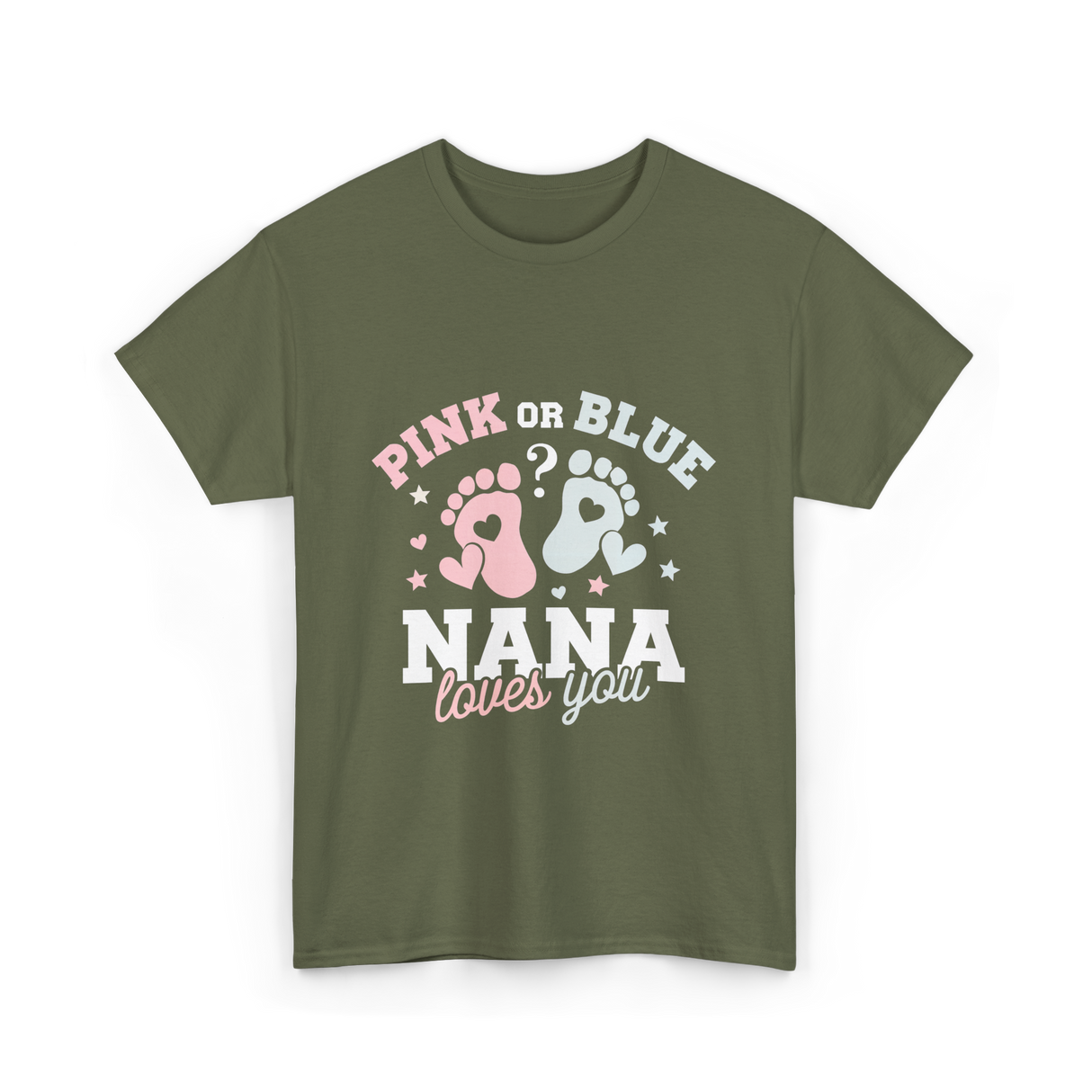 Pink or Blue Nana T-Shirt - Military Green