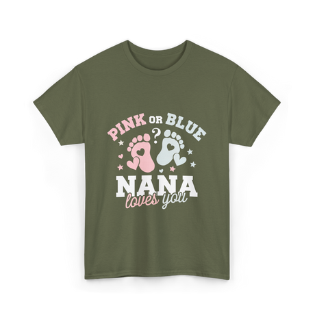 Pink or Blue Nana T-Shirt - Military Green