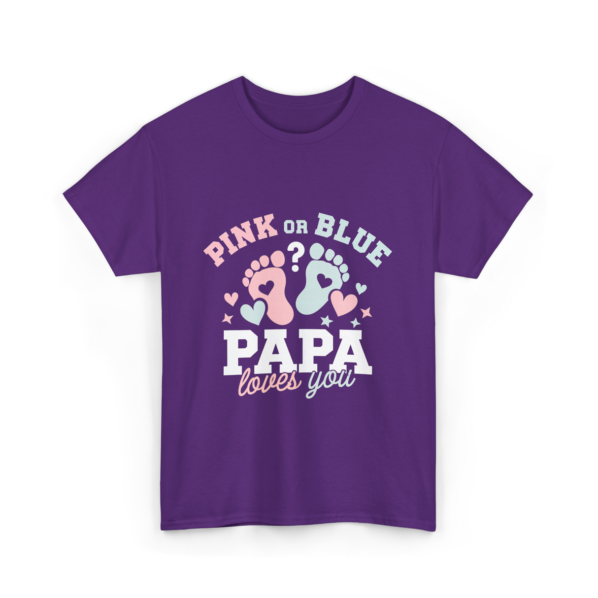 Pink or Blue Papa Gender Reveal T-Shirt - Purple