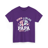 Pink or Blue Papa Gender Reveal T-Shirt - Purple