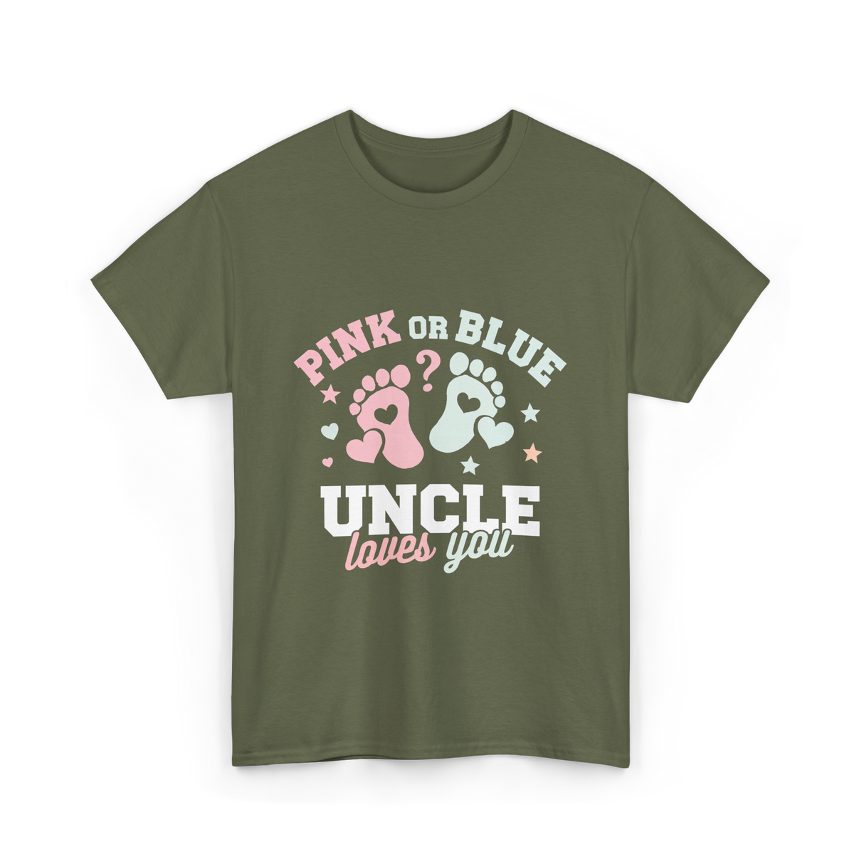 Pink or Blue Uncle T-Shirt - Military Green