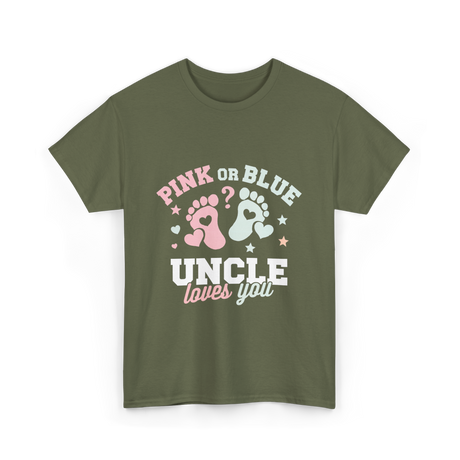 Pink or Blue Uncle T-Shirt - Military Green