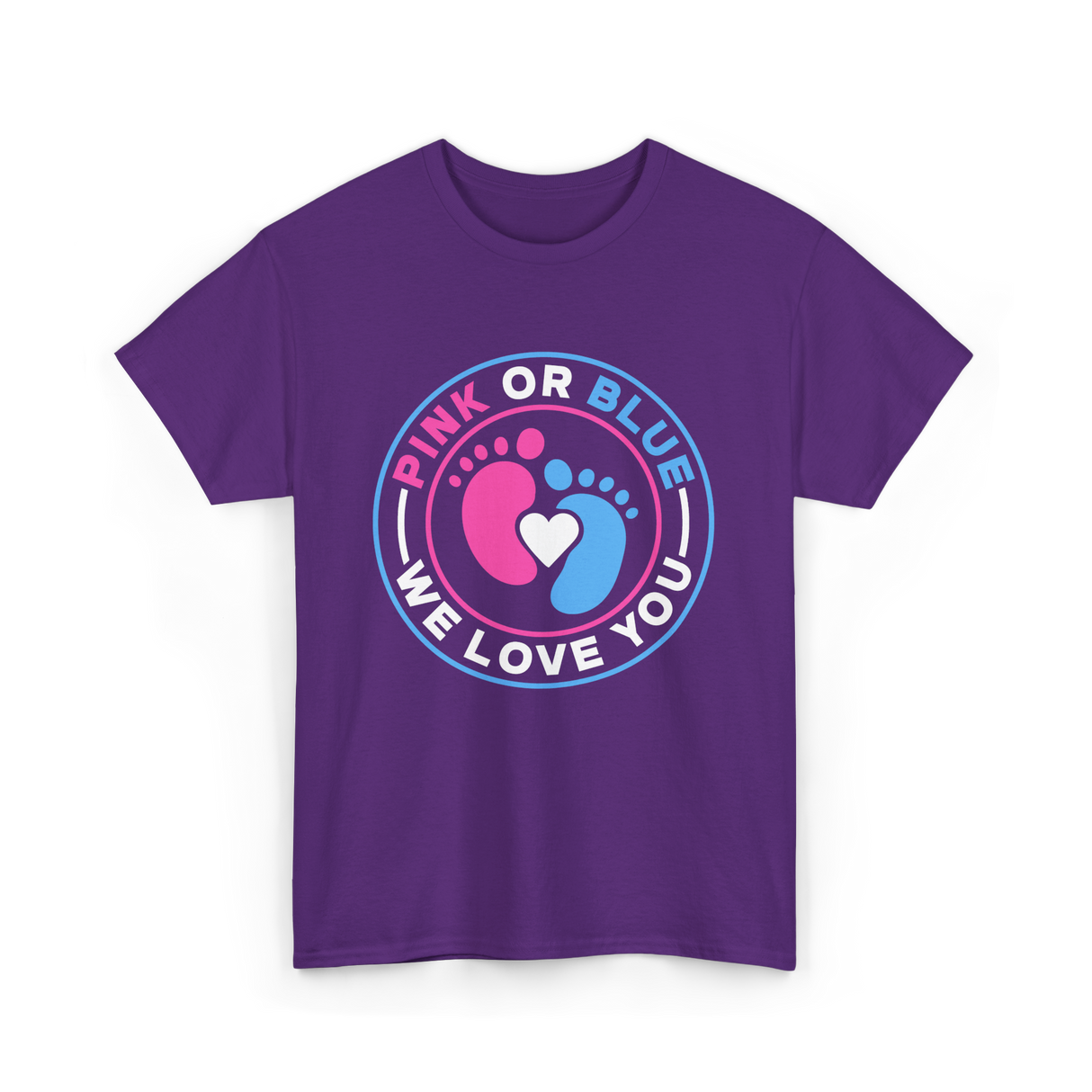 Pink Or Blue We Love You Gender Reveal T-Shirt - Purple