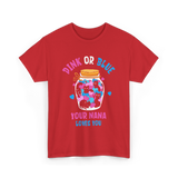 Pink or Blue Your Nana Loves You Grandma T-Shirt - Red