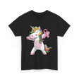 Pink Ribbon Unicorn Awareness Unicorn T-Shirt - Black