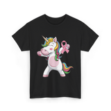 Pink Ribbon Unicorn Awareness Unicorn T-Shirt - Black