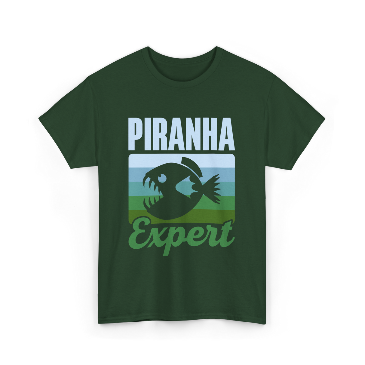 Piranha Expert Fish Lover T-Shirt - Forest Green