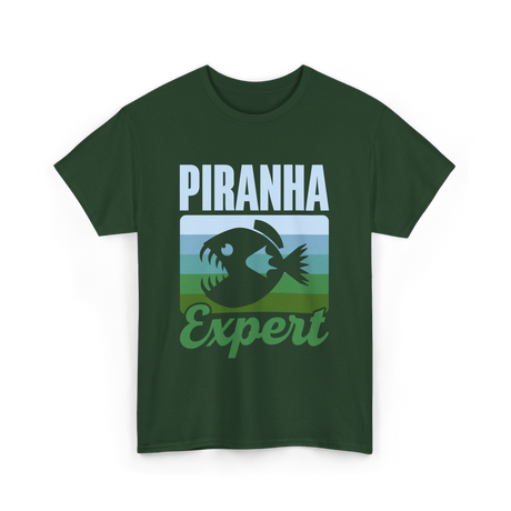 Piranha Expert Fish Lover T-Shirt - Forest Green