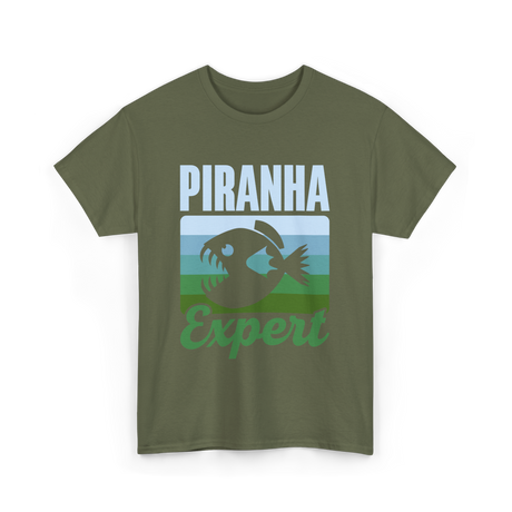 Piranha Expert Fish Lover T-Shirt - Military Green