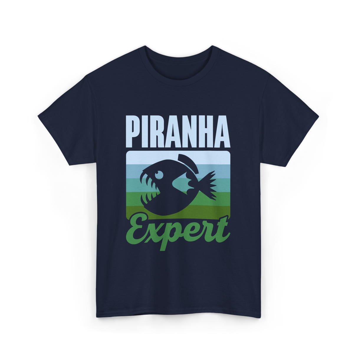 Piranha Expert Fish Lover T-Shirt - Navy