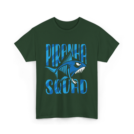 Piranha Squad Fish Aquatic T-Shirt - Forest Green