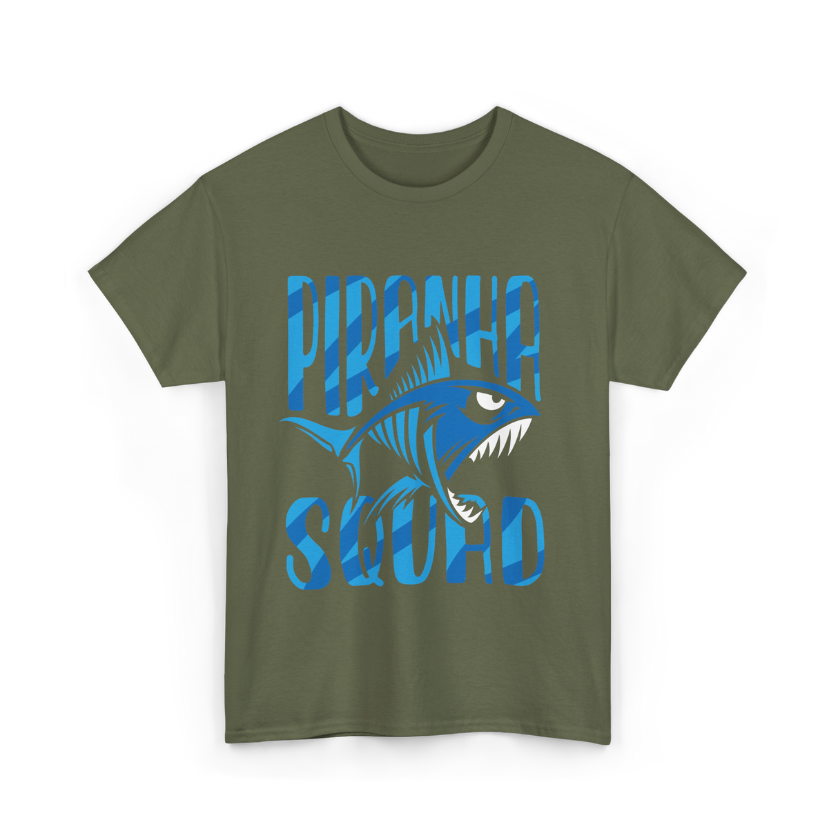 Piranha Squad Fish Aquatic T-Shirt - Military Green