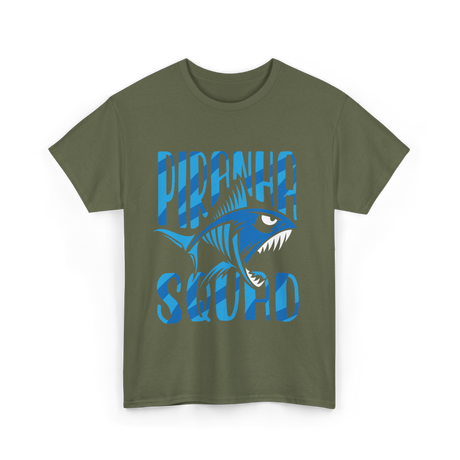 Piranha Squad Fish Aquatic T-Shirt - Military Green