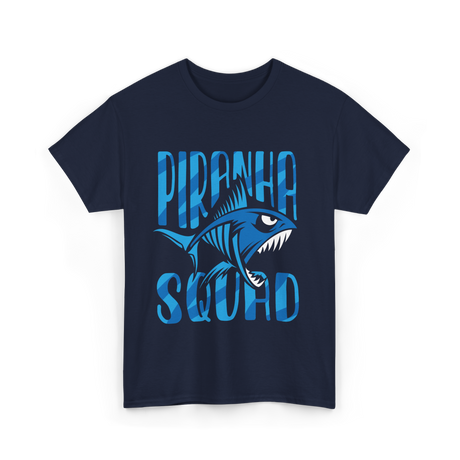 Piranha Squad Fish Aquatic T-Shirt - Navy