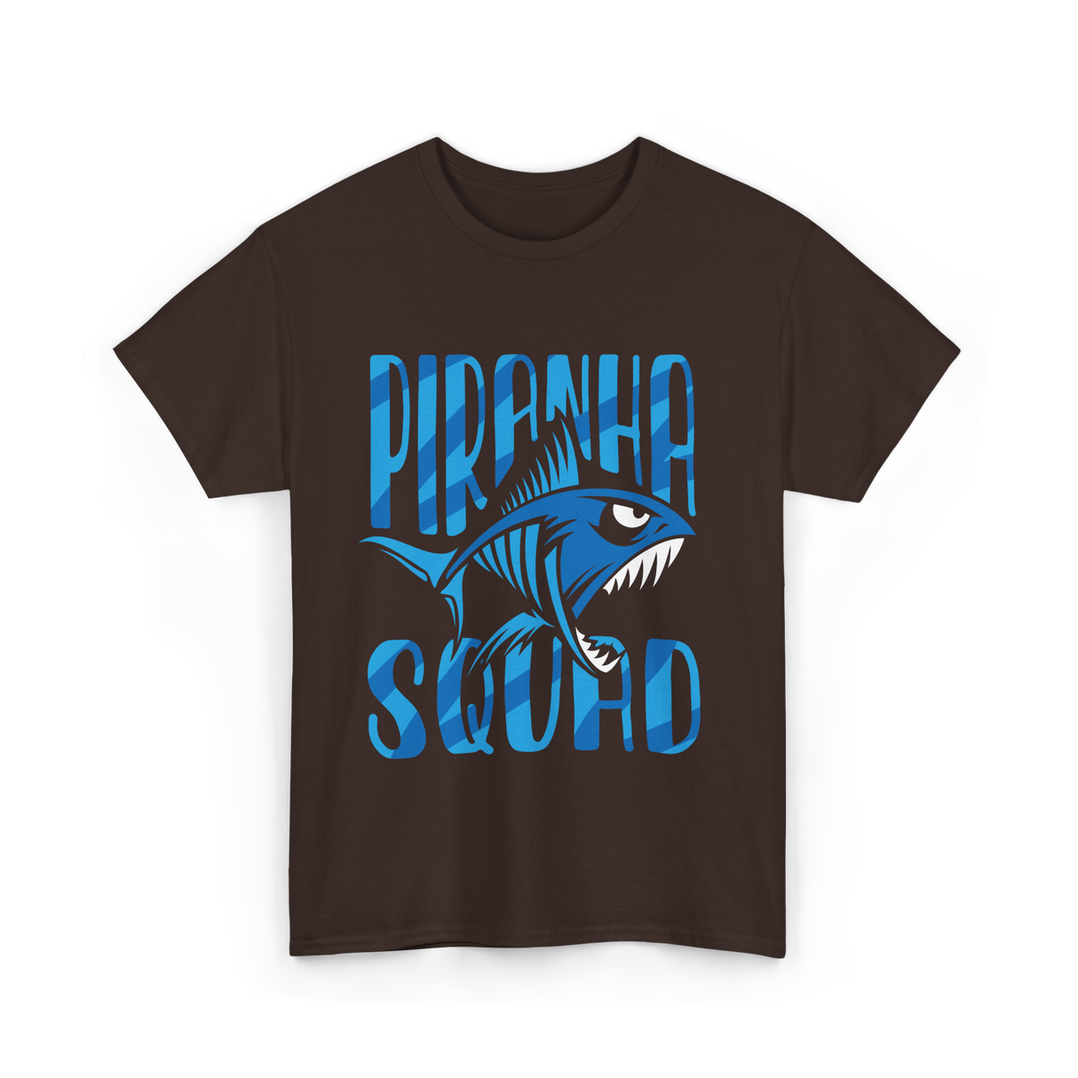 Piranha Squad Fish Aquatic T-Shirt - Dark Chocolate